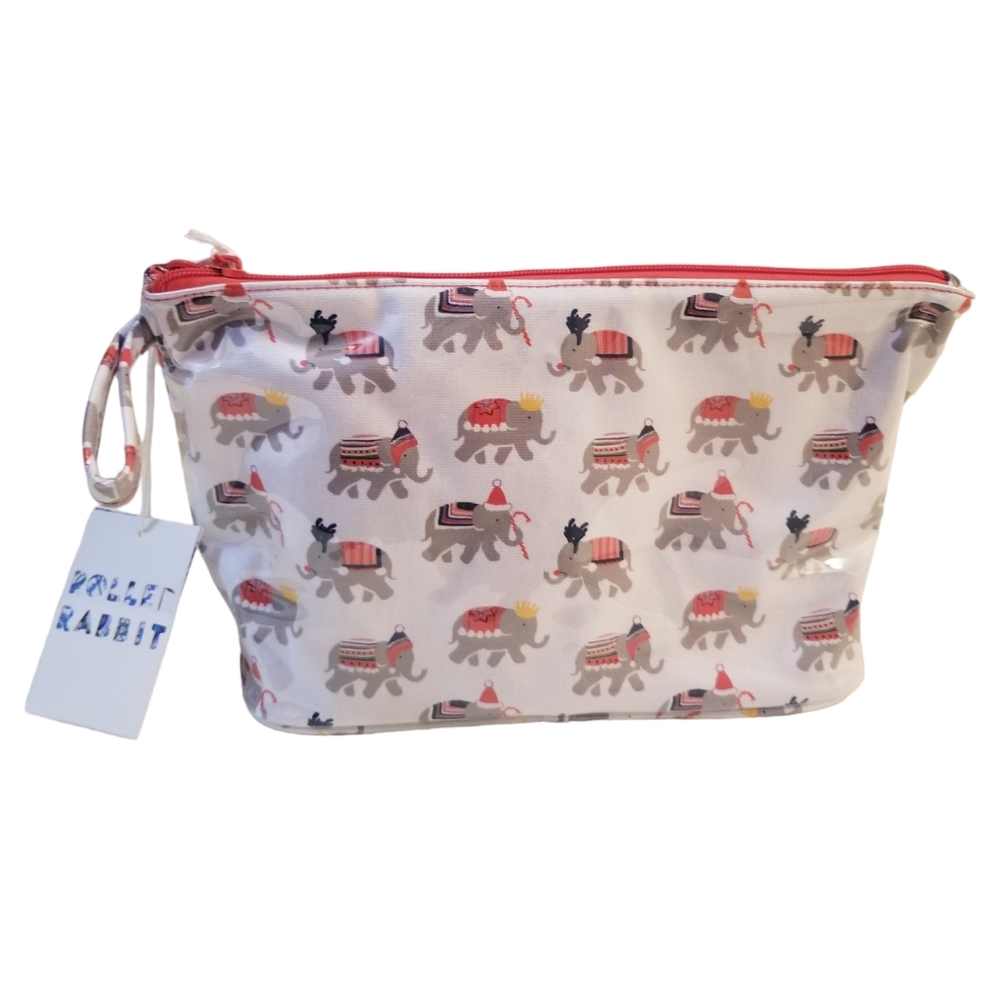 Roller Rabbit toiletry case cosmetic bag Christmas Elephants
